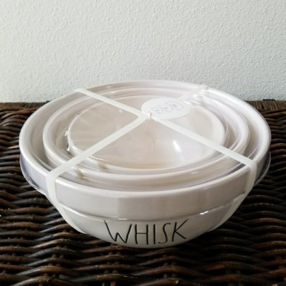 Rae Dunn BEAT WHISK STIR Ceramic Bowl Set - Picture 3 of 4